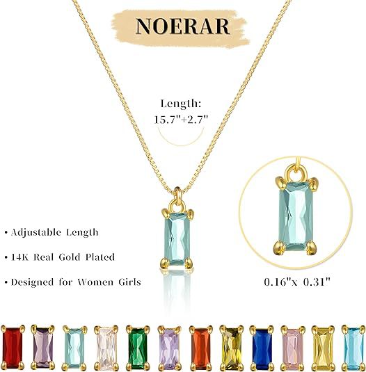 Wholesale Square Birthstone Colored Zircon Pendant Color Preserving Box Chain Necklace