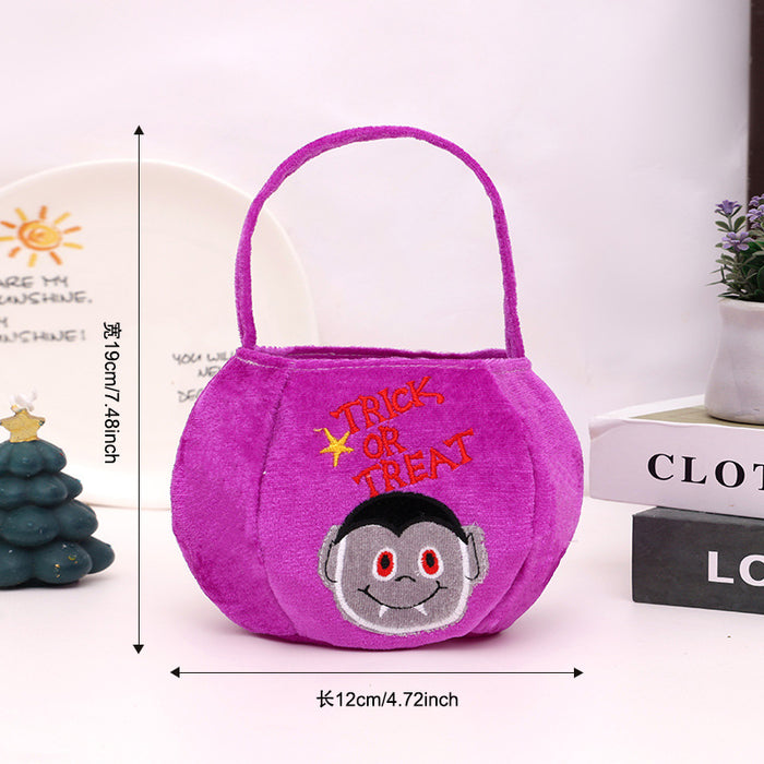 Wholesale Plush  Treat Handbags Green Black Cat Pumpkin Motif for Trick-or-Treat Gift