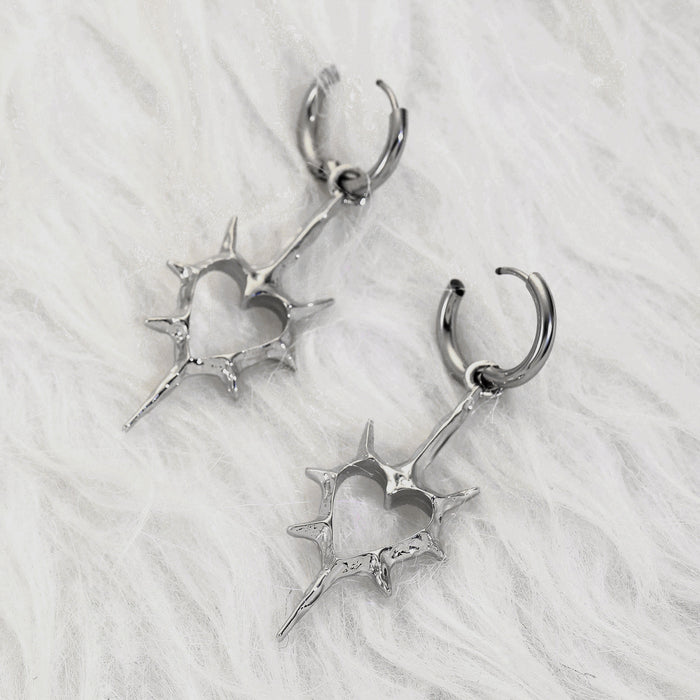 Wholesale Hollow Thorn Heart Alloy Earrings JDC-ES-MiaoYa004