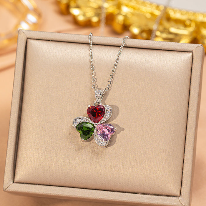 Wholesale Gold Plated Titanium Steel Floral Pendant Necklace Stylish Gift MOQ≥2