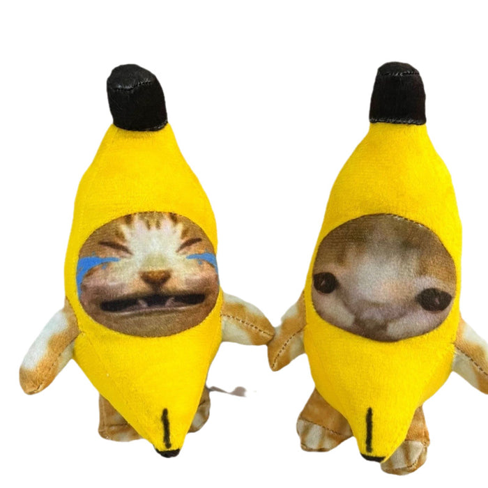 Wholesale Banana cat doll crying cat happy meow pendant can only make sounds funny trick keychain pendant