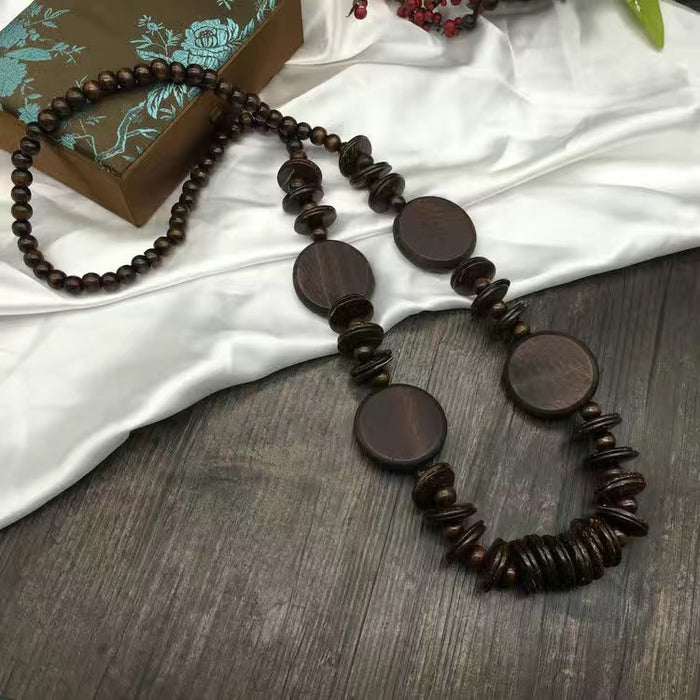 Wholesale Vintage Wooden Long Necklace JDC-NE-FaX001