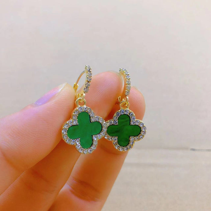 Wholesale Silver Needle Small Fragrant Wind Four Leaf Clover Earrings, Light Luxury, Niche Earrings, Internet Celebrity, High End Earrings for Women