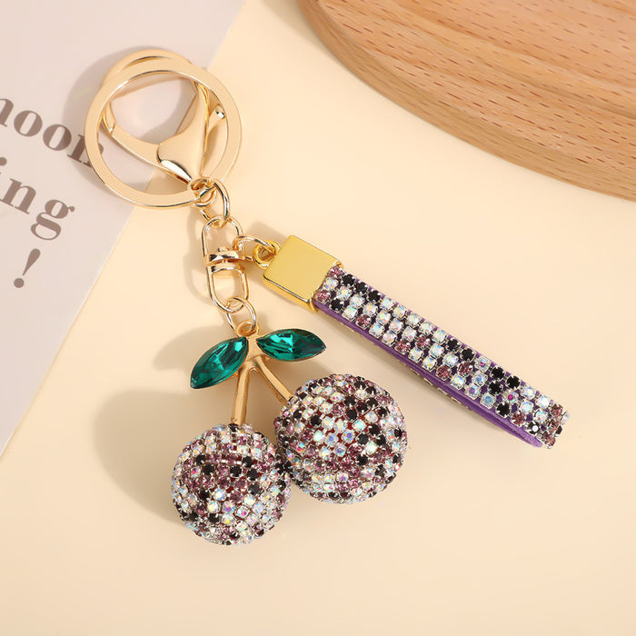 Wholesale Modern minimalist cherry keychain with diamonds