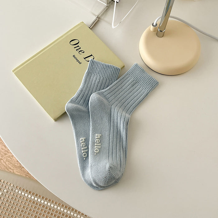 Wholesale Medium length socks with thick thread, versatile for wearing outside, cotton socks
