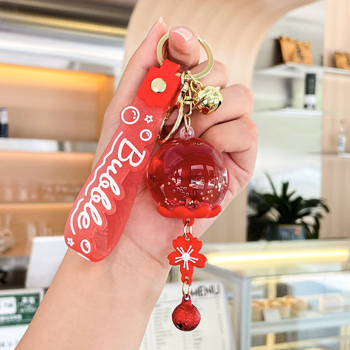 Wholesale Acrylic Oil-filled Wind Chime Quicksand Floating Doll Keychain JDC-KC-Benxin024
