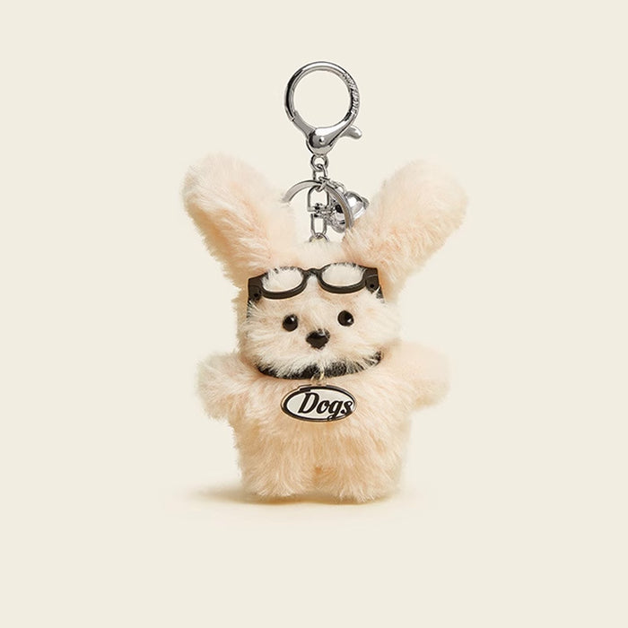 Wholesale Glasses Straw Puppy Plush Keychain