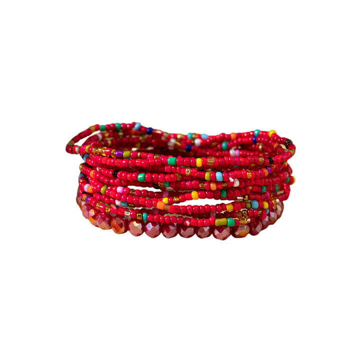 Wholesale Colored rice bead bracelet female multi-layer stacked elastic bracelet