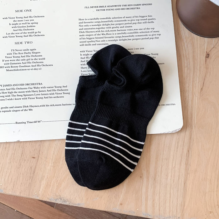 Wholesale Socks, striped short tube boat socks, low cut, sweat absorbing, breathable, invisible sports socks, cotton