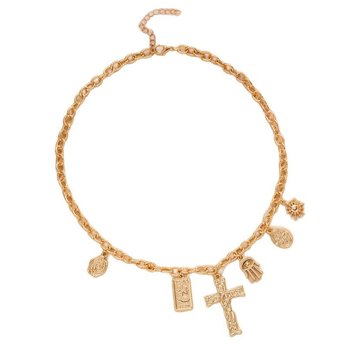 Wholesale Cross Pendant Necklace for Women, Irregular Poker Choker Geometric Collarbone Chain