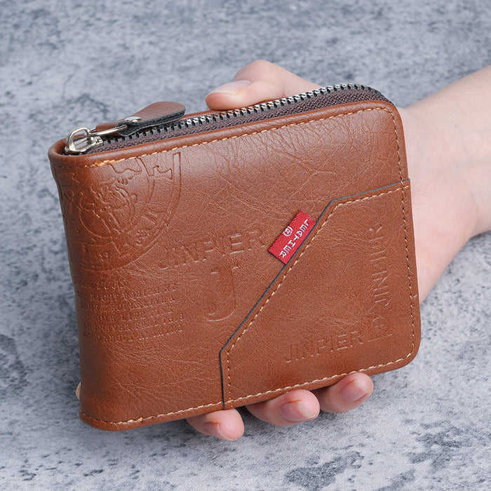 Wholesale Vintage Men' s Pu Leather Zipper Wallet Coin Purse Gift Boutique