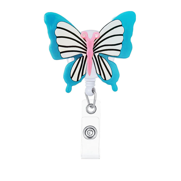 Wholesale Acrylic Butterfly Retractable Easy-pull Buckle Lanyard Keychain JDC-KC-CHai002