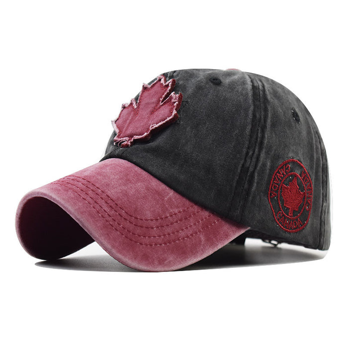 Wholesale Maple Leaf Embroidered Washed Vintage Baseball Cap