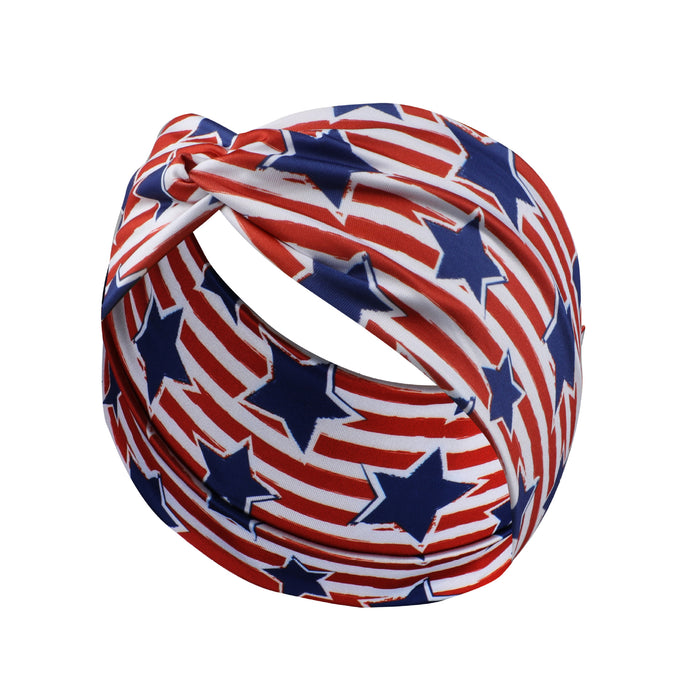 Wholesale Elastic Milk Silk Wide-brimmed American Independence Day Headband JDC-HD-FanEn001