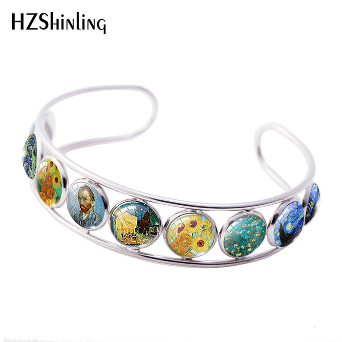 Wholesale Starry Night Cuff Bracelet Sunflower Bracelet Almond Branch Blooming Bracelet Handmade Jewelry