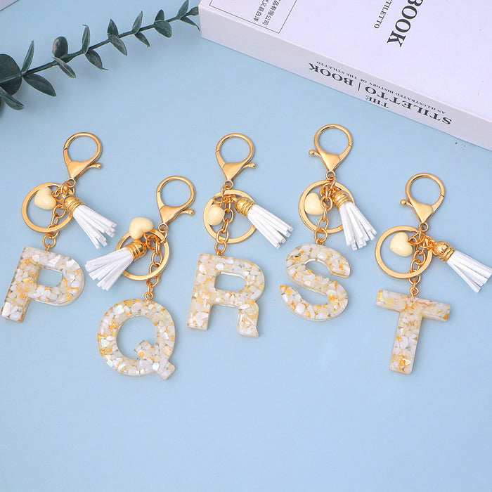 Wholesale New Gold Foil Drop Glue Letter Pendant Keychain Girl Bag Pendant Girlfriend Gift