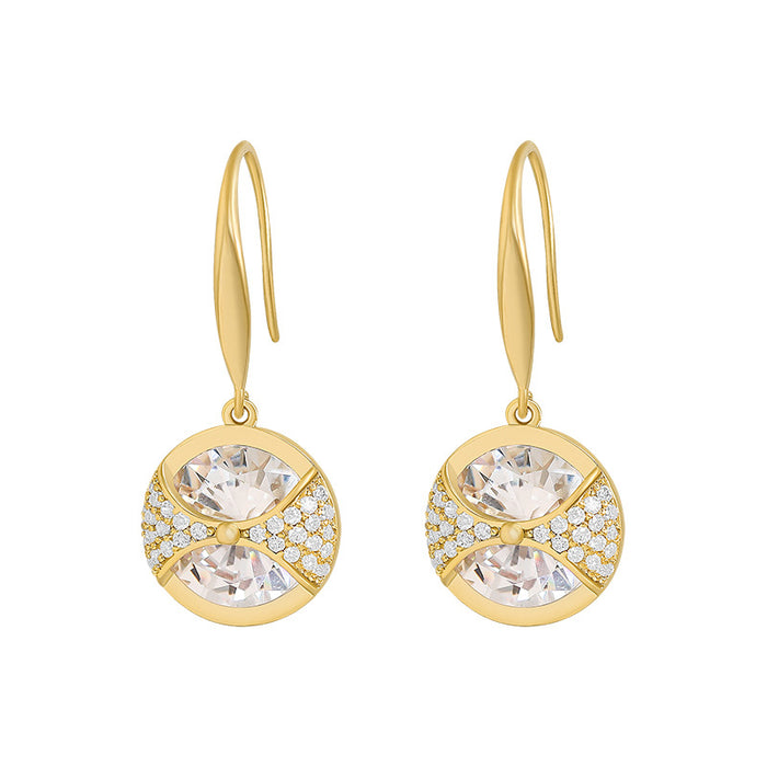 Wholesale Exquisite round zircon earrings, light luxury earrings, elegant earrings, unique gold earrings