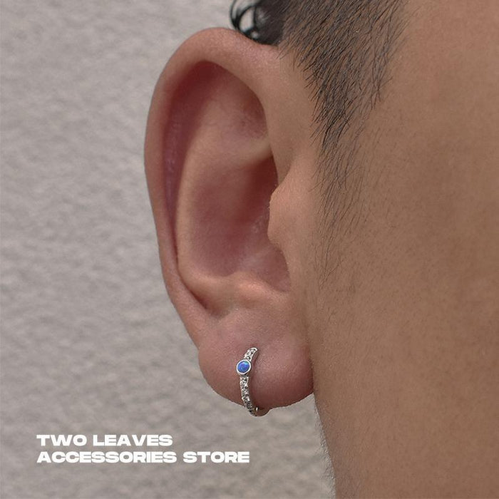 Wholesale Same style earrings with double ring and plain ring, new niche design, high-end earrings, men's temperament, versatile and trendy earrings