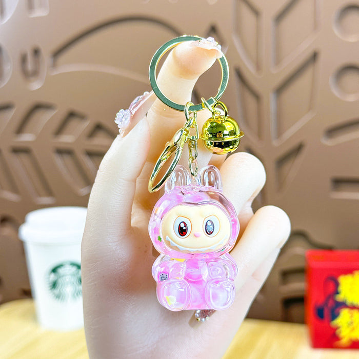 Wholesale Acrylic Bunny Quicksand Keychain Luminous Flashing Cute Doll Bag Gift Keychain
