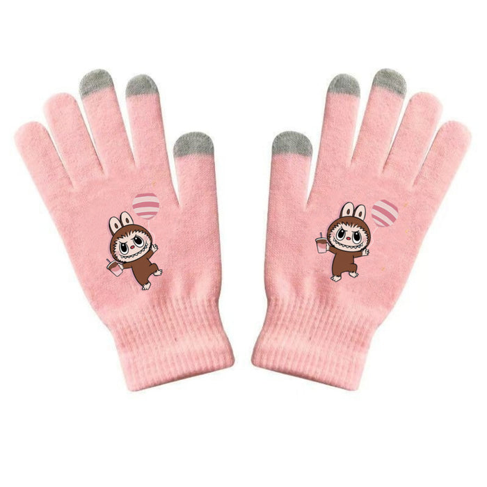 Wholesale Warm Dopamine Printed Knitted Gloves