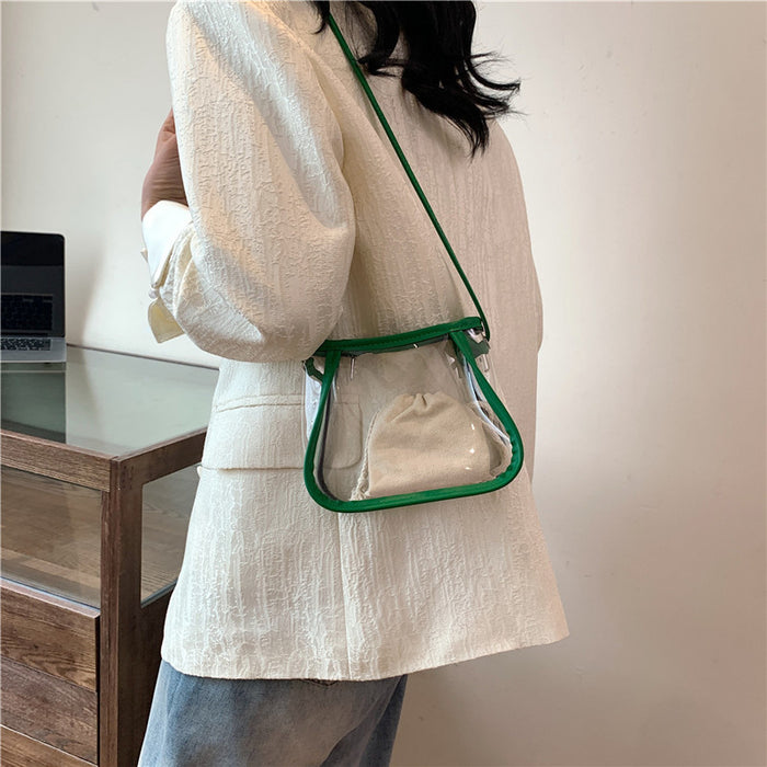 Wholesale Street Trend Transparent Bucket Bag PU Small Handbag for Women Fashion Accessory