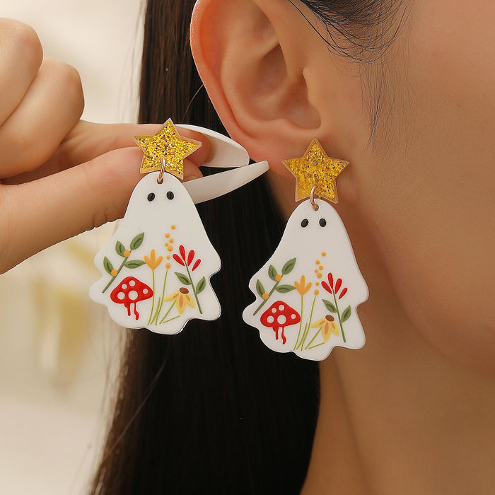 Wholesale  Gothic Skull Flamingo Pumpkin Ghost Pendant Wooden Holiday Earrings
