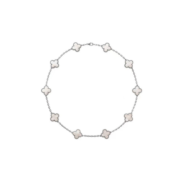 Wholesale Black agate ten flower necklace, double-sided clover collarbone chain