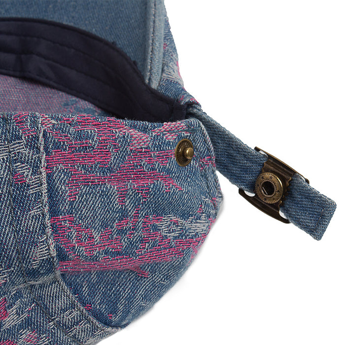 Wholesale Fashion printed washed cotton denim beret, casual forward hat, sun visor wholesale