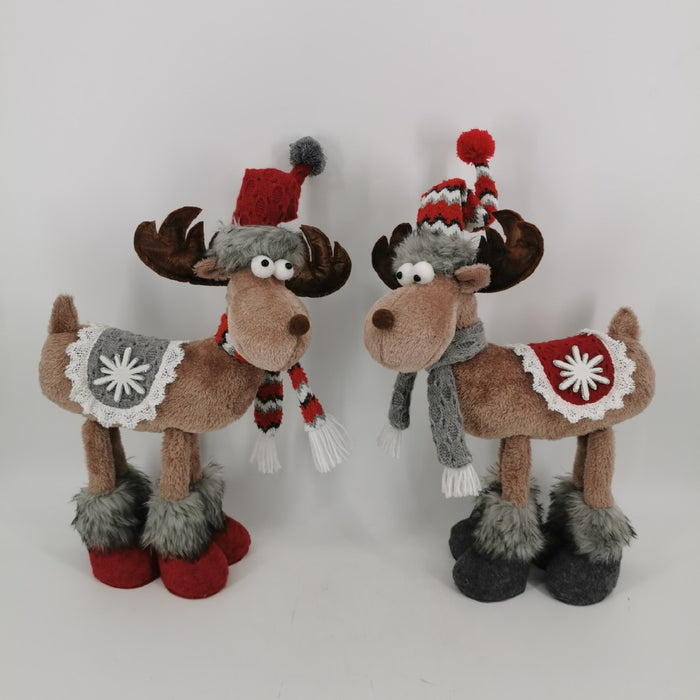 Wholesale Elk Doll Four Leg Standing Doll Santa Holiday Claus Snowman Doll Window Decorations Pendulum