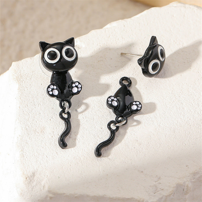 Wholesale Chic Black Cat Earrings - Cute Cartoon Kitten Fashion Jewelry Accessory MOQ≥2