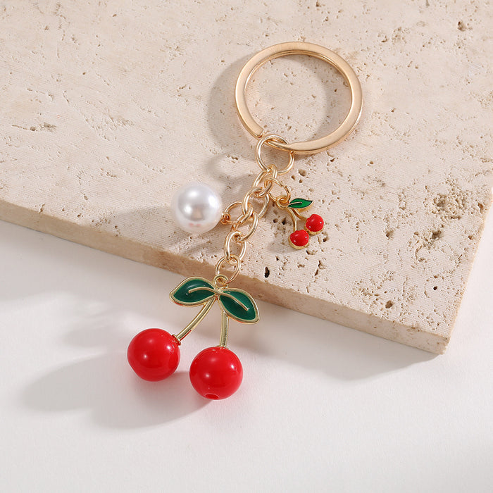 Wholesale Heart Buckle Cherry Keychain Cherry Bag Pendant
