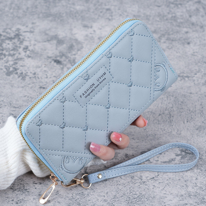 Wholesale Embroidery Long Wallet for Women PU Leather Zip Around Multifunctional Wallet Fashion Accessory Gift