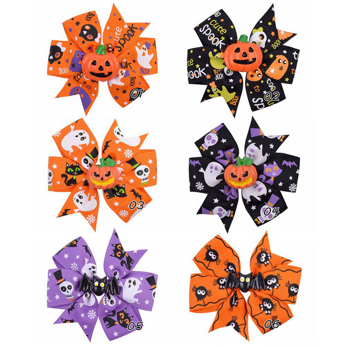 Wholesale Halloween Polyester Fabric Bow Hair Clip Set JDC-HC-Xiane020