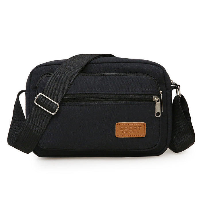 Wholesale Canvas men's bag, middle-aged and elderly backpack, large capacity multi-layer travel, simple and casual street vendor bag, men's single shoulder crossbody bag