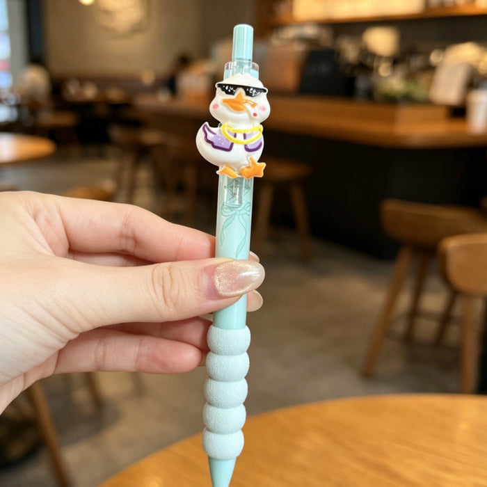 Wholesale Cute Cartoon Duck Gel Pens 0. 5mm Bulk Plastic Ballpoint Pens with Plush Charm Decorative Accessory