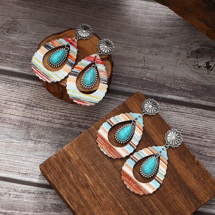 Wholesale Western Style Retro Colorful Leather Earrings JDC-ES-TianPi037