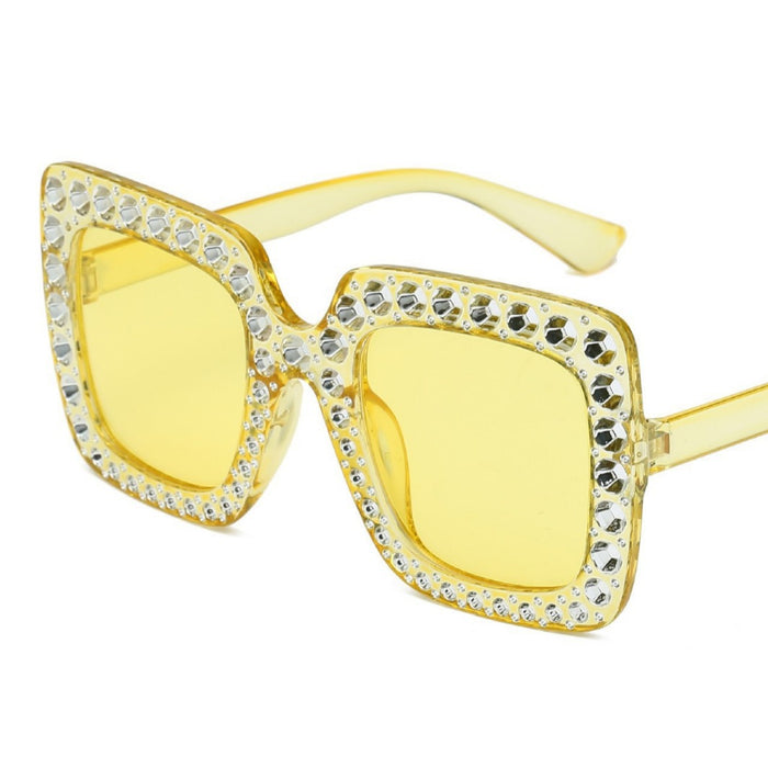 Wholesale Sunglasses Diamond Plated Large Frame Glasses Square Sunglasses Street Photography Trendy Glasses Personality
