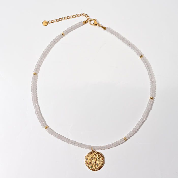 Wholesale Original Jewelry Design Colorful Natural Stone Necklace Stainless Steel Twelve Constellation Necklace Personalized Matching