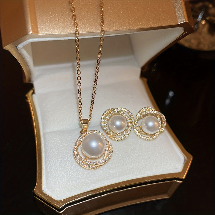 Wholesale Glitter Full Diamond Pendant Earring Ring Three-piece Set JDC-ES-DX009