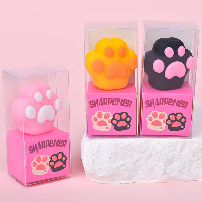 Wholesale 24pcs Cute cat claw cartoon student pencil sharpener pencil sharpener stationery prizes