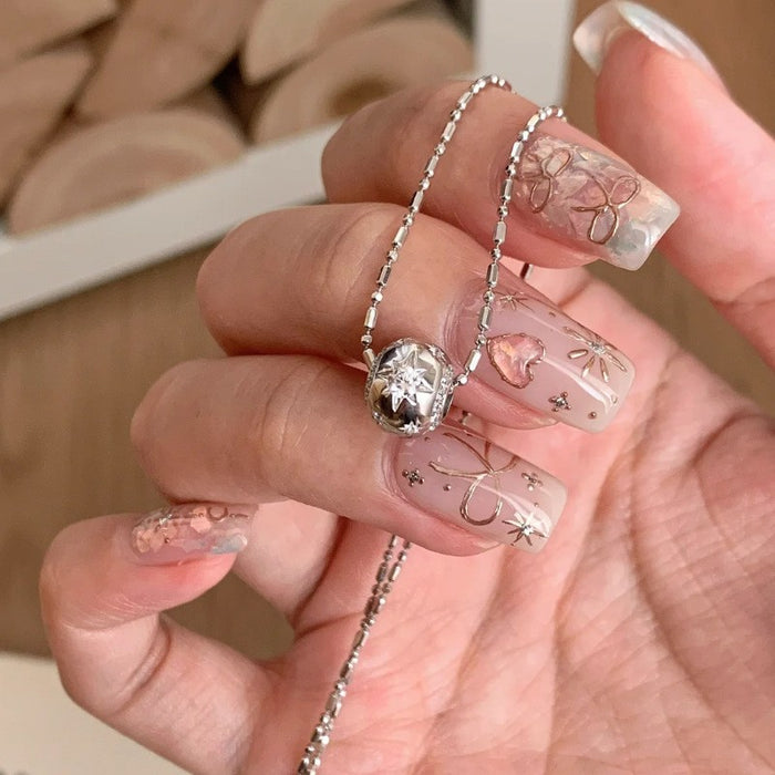 Wholesale Pure silver gemstone versatile necklace, geometric ellipse, high-end niche collarbone chain