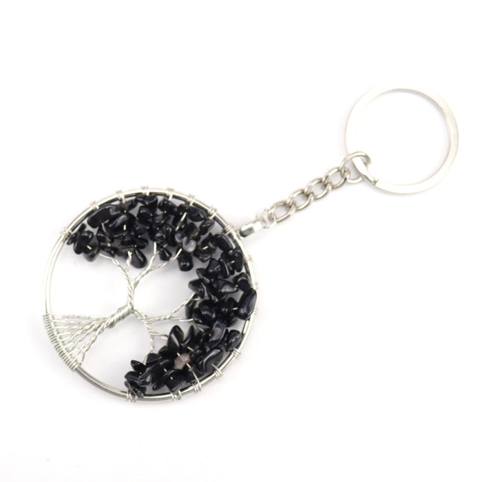 Wholesale Natural Crushed Stone Crystal Tree Root Life Tree Pendant Keychain Bag Pendant Keychain K04 JDC-KC-HXu002