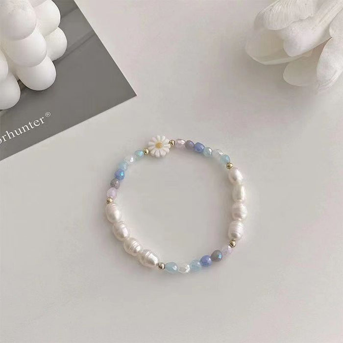 Wholesale Colorful Pearl Flower Necklace Women's Light Luxury Clavicle Chain Temperament Design Necklace