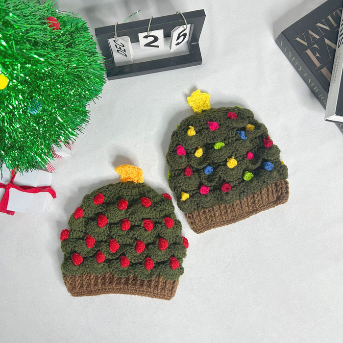 Wholesale Christmas handmade yarn knitted hat for autumn and winter warmth Christmas tree star Christmas hat