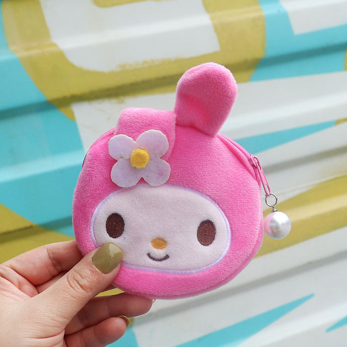 Wholesale Cute Cartoon Plush Dog Paw Coin Purse Pearl Bead Zipper Wallet With Keychain Multifunctional Card Holder Pouch Casual Party Gift