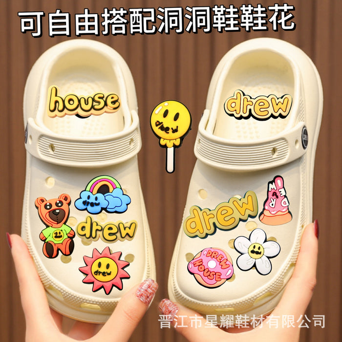 Wholesale Theme cartoon hole shoes, flower shoe buckles, DIY detachable shoe decoration accessories, PVC soft rubber in stock
