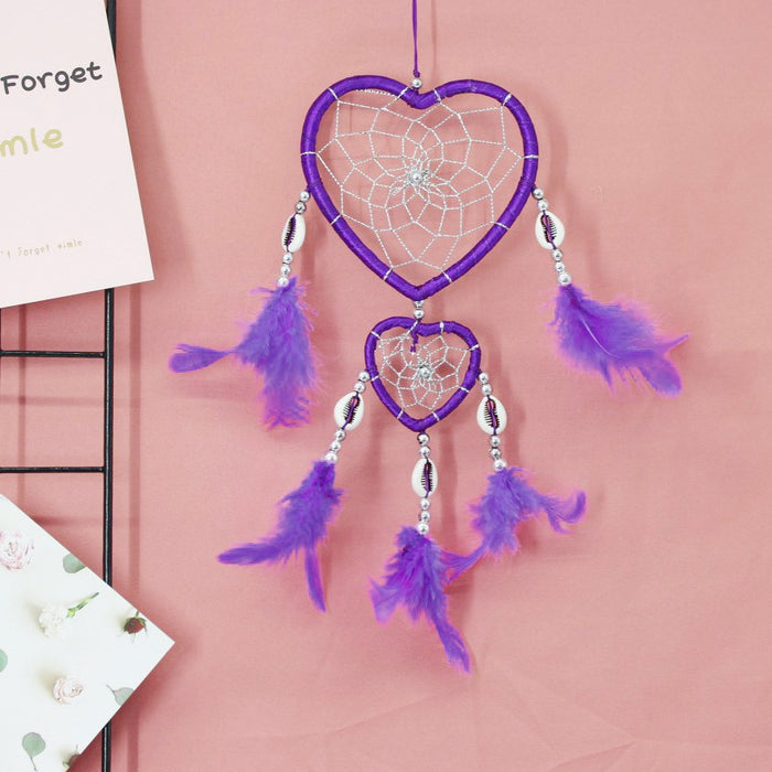 Wholesale Heart Indian Style Dreamcatcher Wall Decor Iron Pink