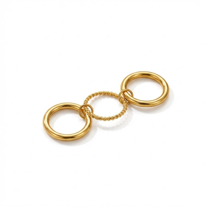 Wholesale Stackable Two-Tone Stainless Steel Ring Set ( 18K Gold Plated)