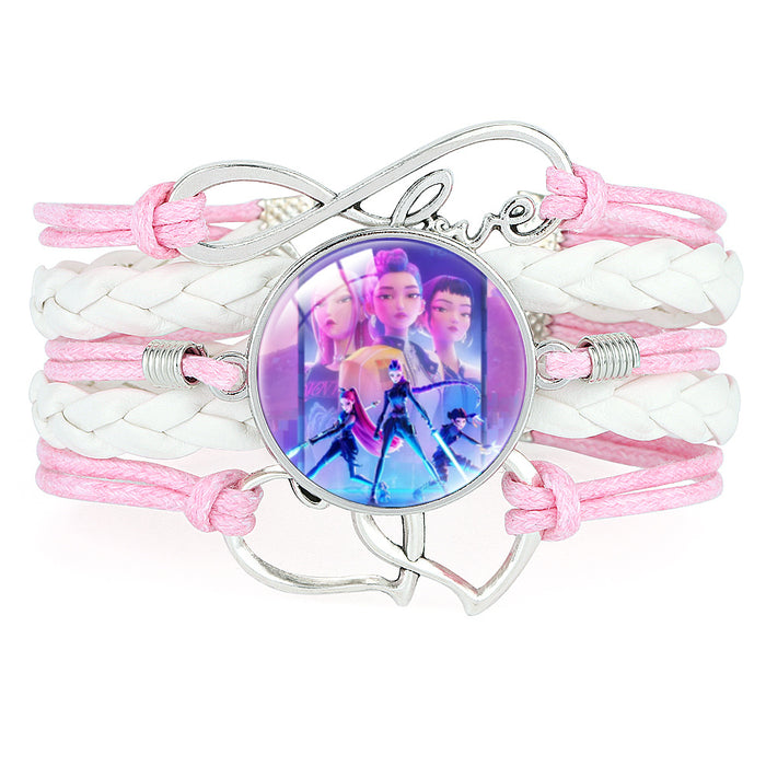 Wholesale KPOP Multi-layered Color-blocked Anime Character Crystal Bracelet