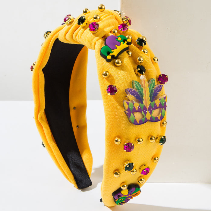 Wholesale Mardi Gras beaded and rhinestone-embellished festival headband